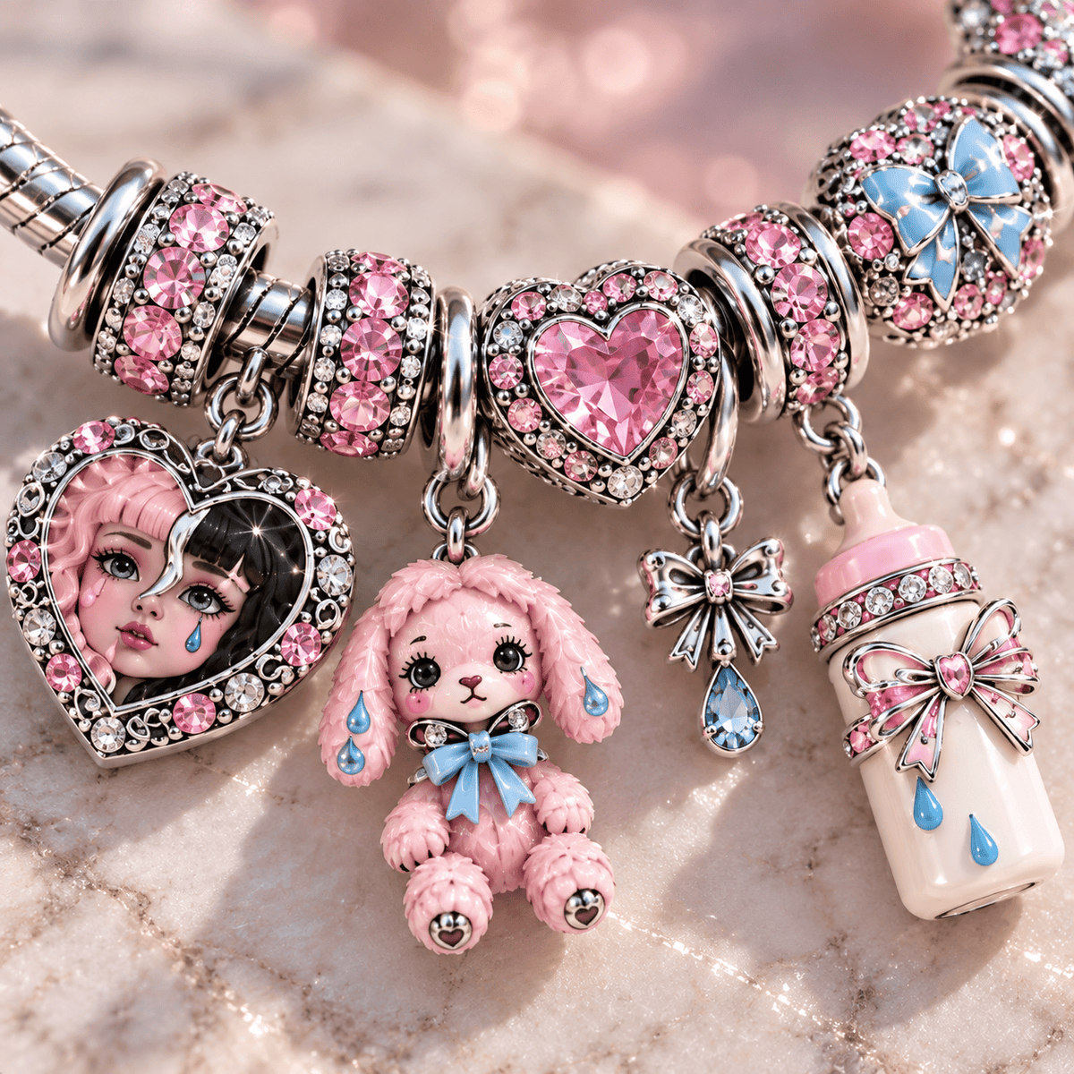 MMT Silver Charm Bracelet Set NTTB